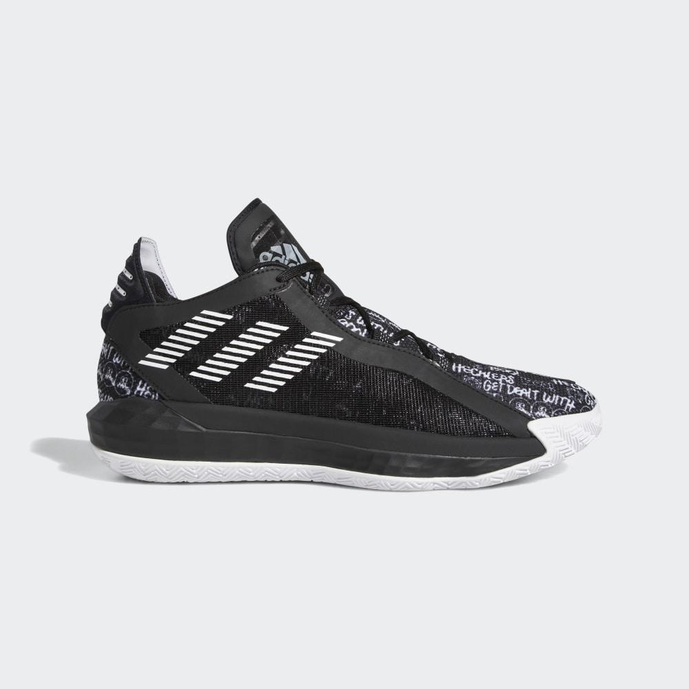 Adidas Men's Dame 6 Basketball Shoes Black/White/Black Ireland FU6807